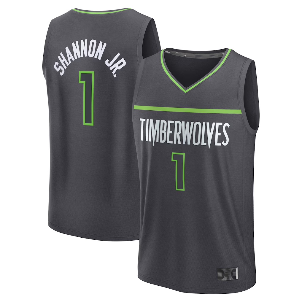 Rebec M.Timberwolves #1 Terrence Shannon Jr. Anthracite Fast Break Replica Stitched Jerseys - Statement Edition