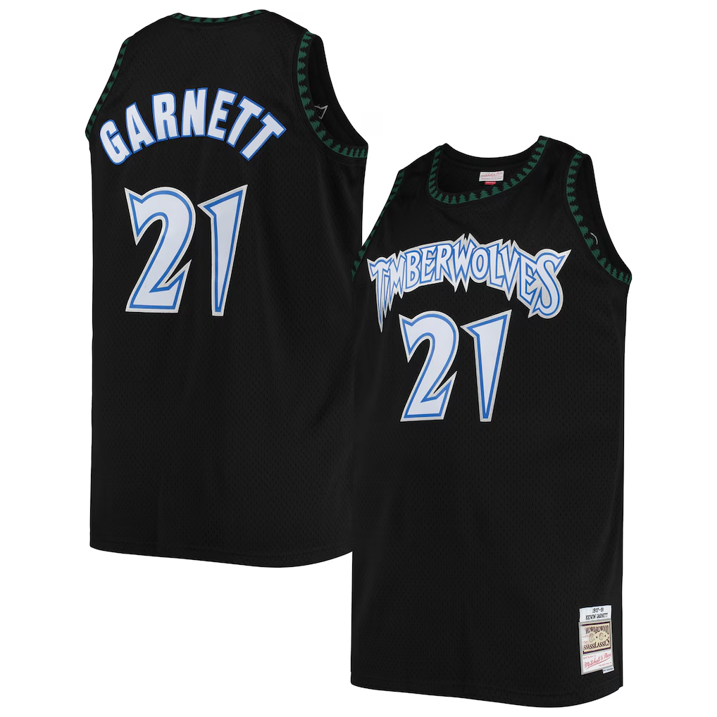 Rebec M.Timberwolves #21 Kevin Garnett Mitchell & Ness Black 199798 Big & Tall Hardwood Classics Swingman Stitched Jerseys
