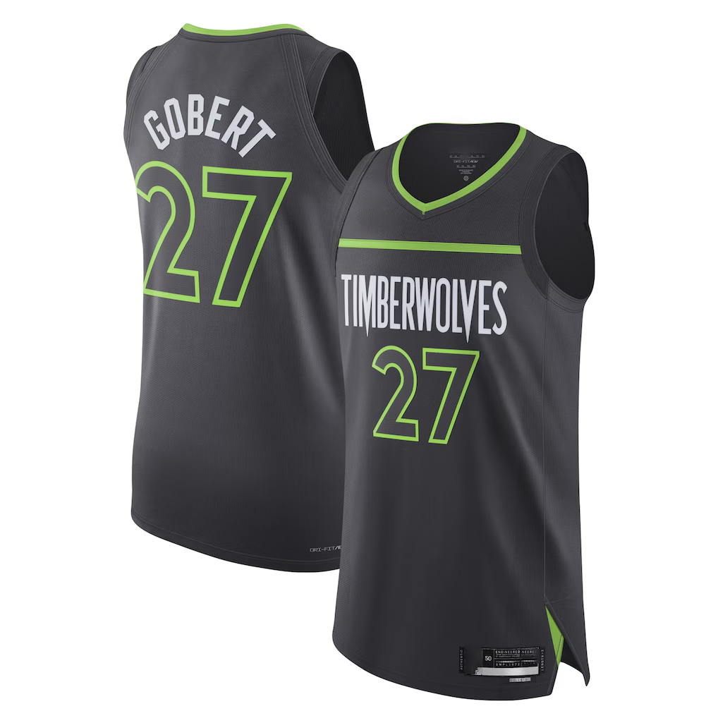 Rebec M.Timberwolves #27 Rudy Gobert Jordan Brand Anthracite Authentic Stitched Jerseys- Statement Edition