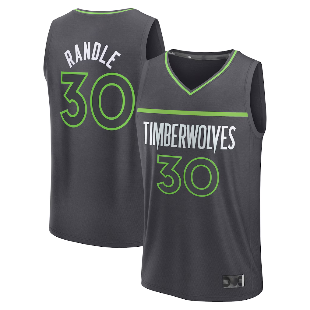 Rebec M.Timberwolves #30 Julius Randle Charcoal Fast Break Replica Player Stitched Jerseys - Statement Edition