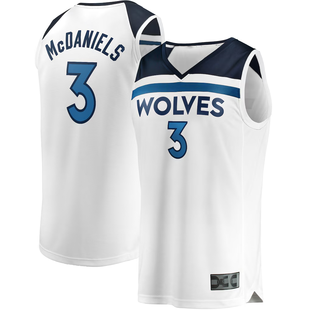 Rebec M.Timberwolves #3 Jaden McDaniels White Fast Break Replica Player Stitched Jerseys - Association Edition