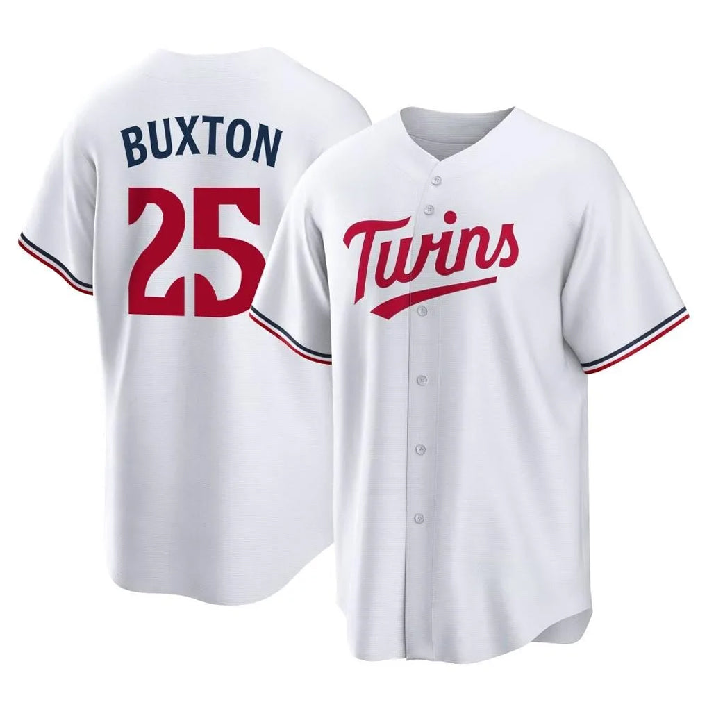Rebec M.Twins #25 Byron Buxton Player White Home Game Stitched Jerseys