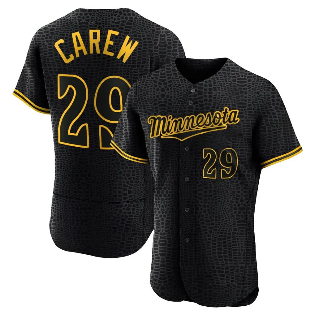Rebec M.Twins #29 Rod Carew Player Black Snake Skin City Home Limited Elite Stitched Jerseys