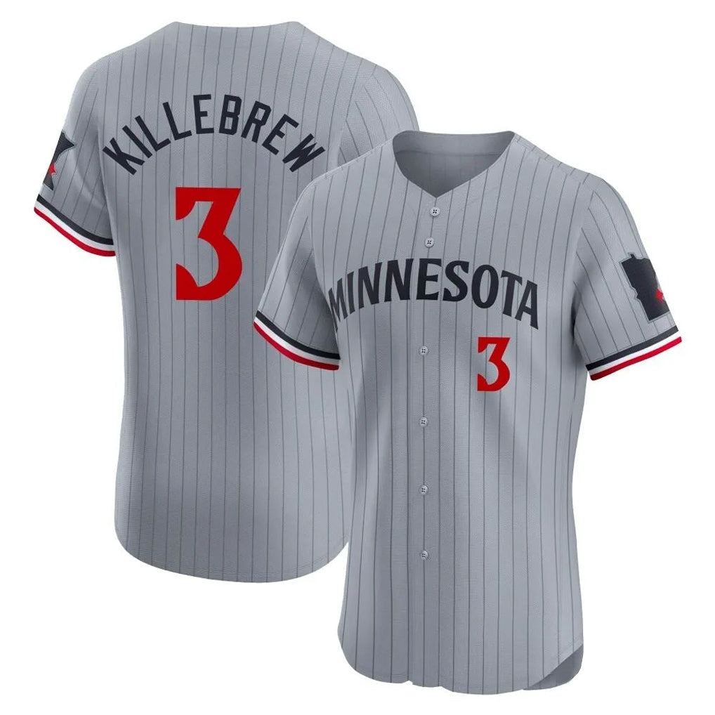 Rebec M.Twins #3 Harmon Killebrew Player Gray Home Limited Elite Stitched Jerseys