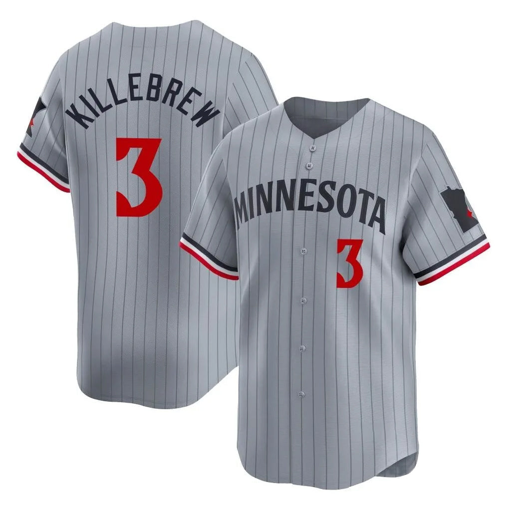 Rebec M.Twins #3 Harmon Killebrew Player Gray Home Limited Stitched Jerseys