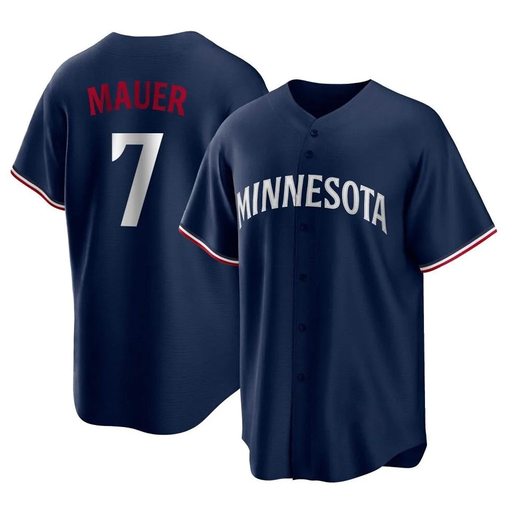 Rebec M.Twins #7 Joe Mauer Player Navy Replica Alternate Home Stitched Jerseys