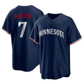Rebec M.Twins #7 Joe Mauer Player Navy Replica Alternate Home Stitched Jerseys