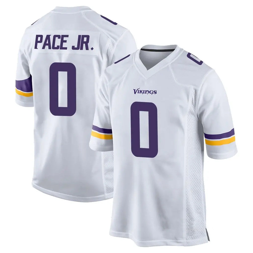 Rebec M.Vikings #0 Ivan Pace Jr. Player White Home Game Stitched Jerseys