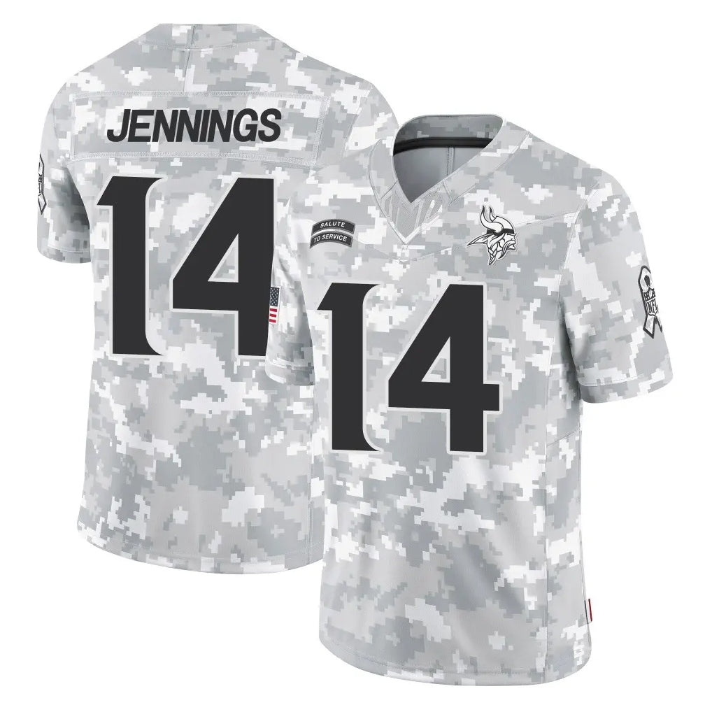 Rebec M.Vikings #14 Jauan Jennings Player Arctic Camo Salute To Service Limited Game Stitched Jerseys