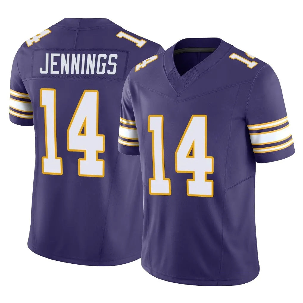 Rebec M.Vikings #14 Jauan Jennings Player Purple Limited Classic Vapor F.U.S.E. Home Game Stitched Jerseys