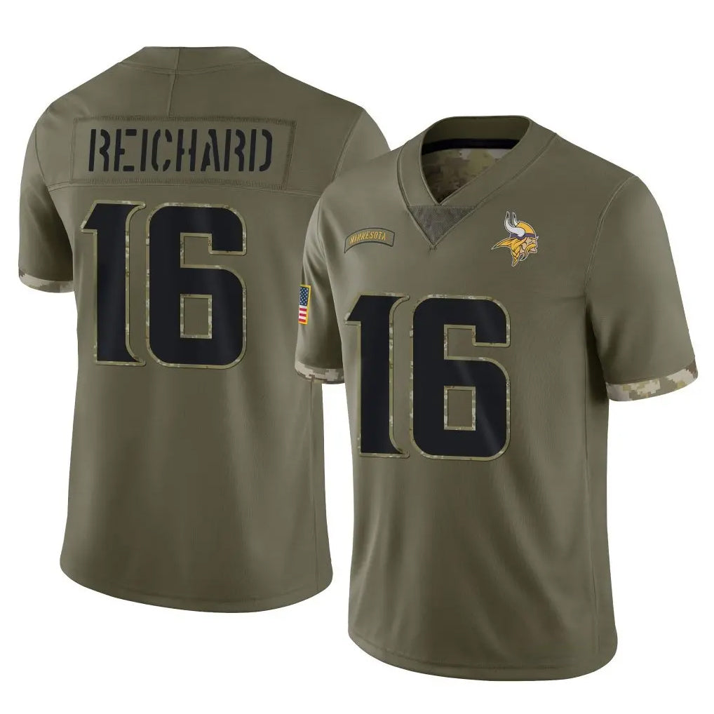 Rebec M.Vikings #16 Will Reichard Player Olive Salute To Service Limited Stitched Jerseys