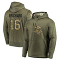 Rebec M.Vikings #16 Will Reichard Player Olive Salute to Service Pullover Hoodies Home Game Stitched Jerseys
