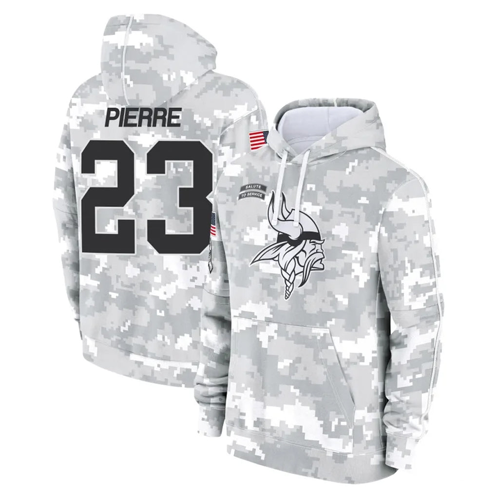 Rebec M.Vikings #23 James Pierre Player Arctic Camo Salute to Service Pullover Hoodies Limited Game Stitched Jerseys