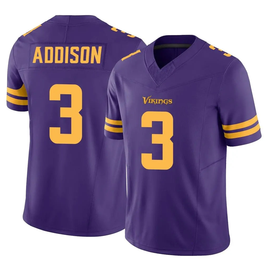 Rebec M.Vikings #3 Jordan Addison Player Purple Limited Alternate Vapor F.U.S.E. Home Game Stitched Jerseys