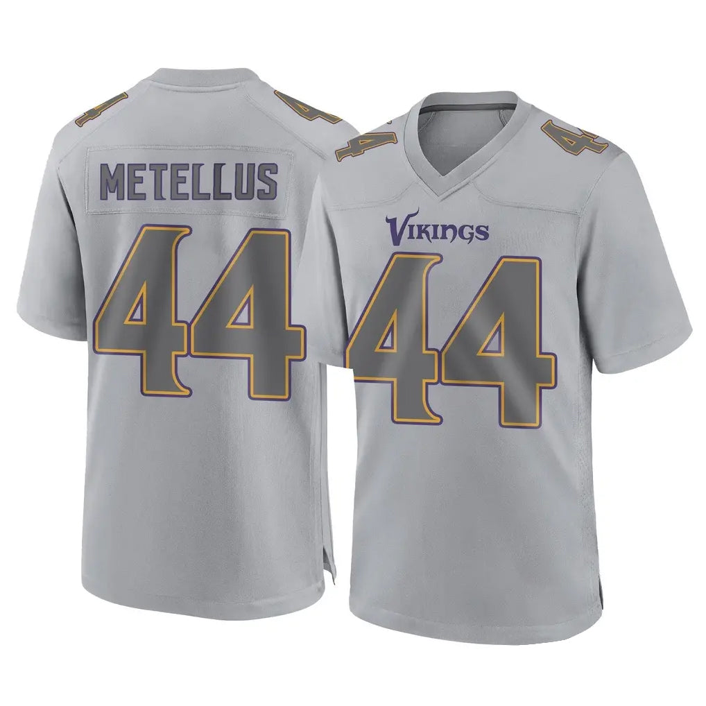 Rebec M.Vikings #44 Josh Metellus Player Gray Atmosphere Fashion Home Game Stitched Jerseys