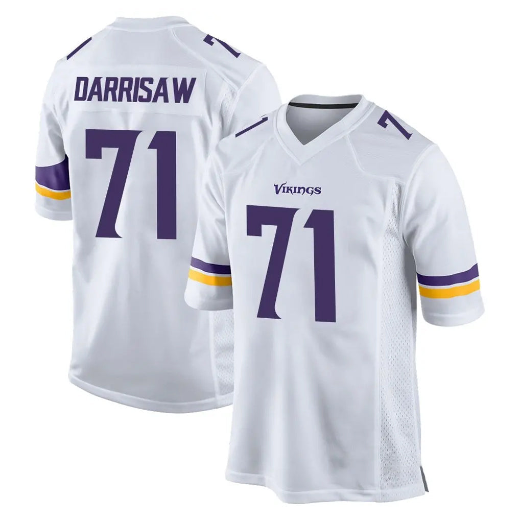 Rebec M.Vikings #71 Christian Darrisaw Player White Home Game Stitched Jerseys