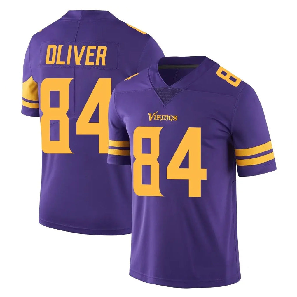 Rebec M.Vikings #84 Josh Oliver Player Purple Limited Color Rush Home Game Stitched Jerseys