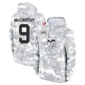 Rebec M.Vikings #9 J.J. McCarthy Player Arctic Camo Salute to Service Pullover Hoodies Limited Game Stitched Jerseys