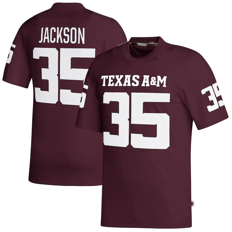Rebec T.A&M Aggies #35 McKinnley Jackson NIL Replica Football Jersey Maroon Stitched American College Jerseys