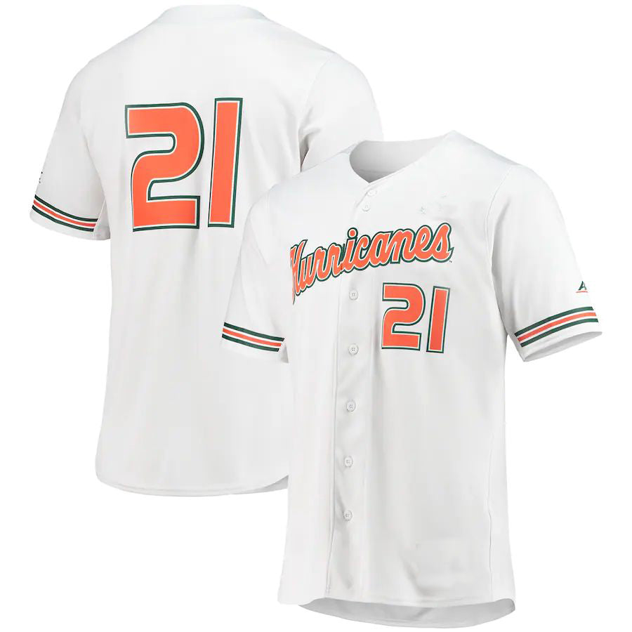 Rebec #21 M.Hurricanes Replica Baseball Jersey White Football Jersey Stitched American College Jerseys