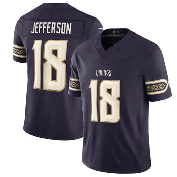 Rebec M.Vikings #18 Justin Jefferson Deep Purple 2026 F.U.S.E. Rivalries Collection Limited Football Stitched Jersey