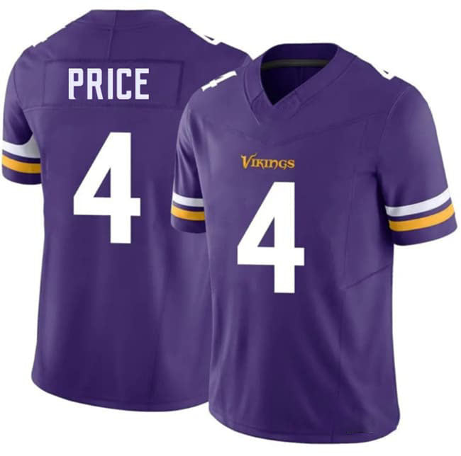 Rebec M.Vikings #4 Myles Price Purple 2026 F.U.S.E. Vapor Untouchable Limited Football Stitched Jersey