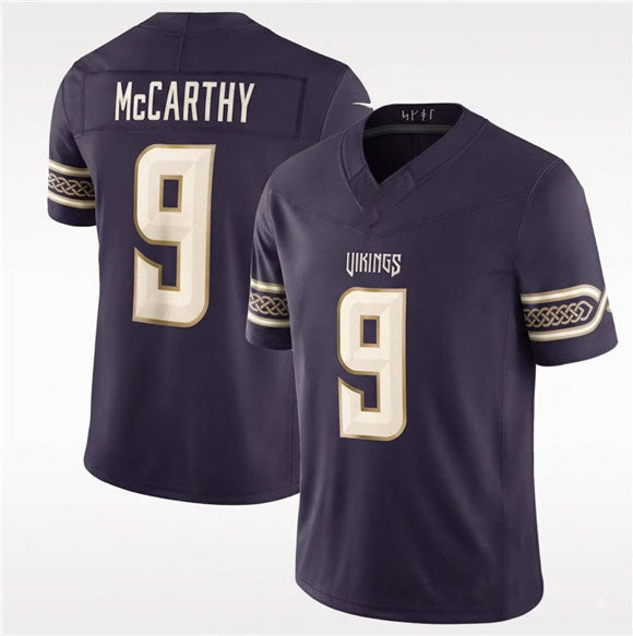 Rebec M.Vikings #9 J.J. McCarthy Deep Purple 2026 F.U.S.E. Rivalries Collection Limited Football Stitched Jersey