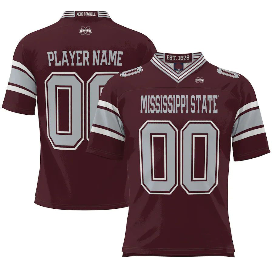 Rebec Custom M.State Bulldogs ProSphere NIL Pick-A-Player Maroon Football Jersey American Stitched College Jerseys