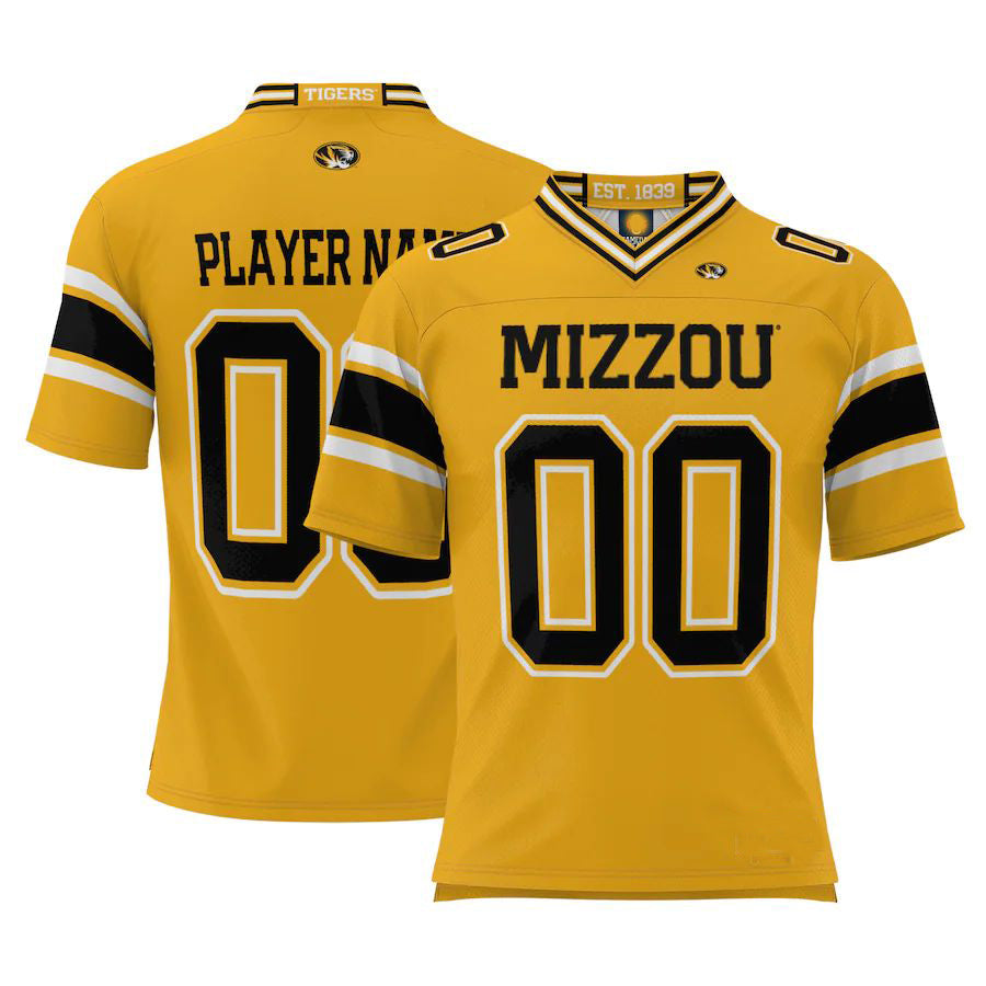 Rebec Custom M.Tigers ProSphere Youth NIL Pick-A-Player Gold Football Jersey American Stitched College Jerseys