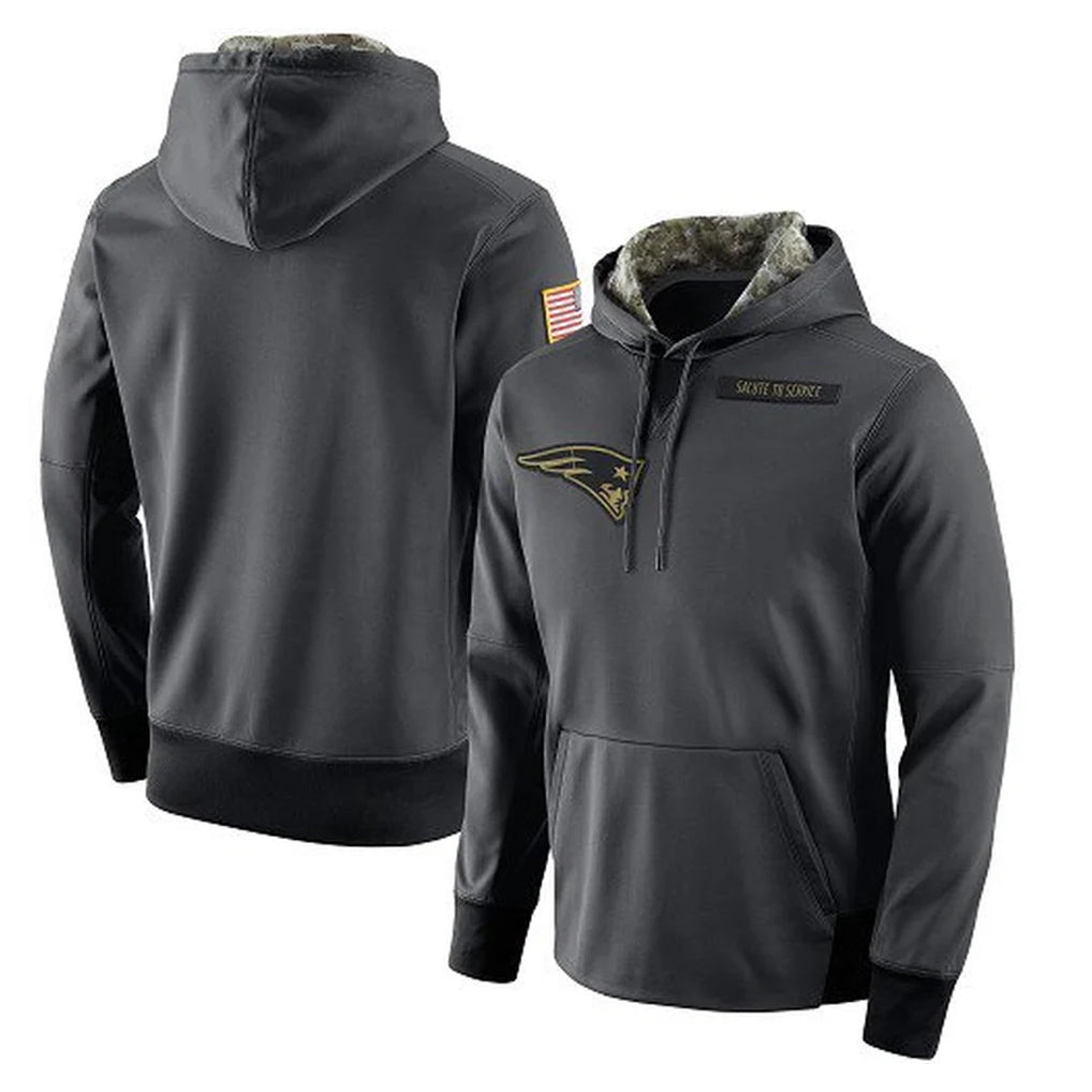 Rebec NE.Patriots Gray Salute to Service Hoodies Limited Game Blank Player Stitched Jerseys