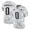 Rebec NE.Patriots #0 Christian Gonzalez Player Arctic Camo Salute To Service Limited Game Stitched Jerseys