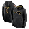 Rebec NE.Patriots #0 Christian Gonzalez Player Black Salute to Service Hoodies Limited Game Stitched Jerseys