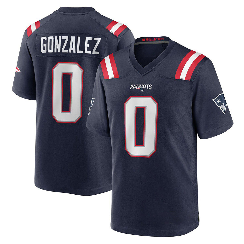 Rebec NE.Patriots #0 Christian Gonzalez Player Navy Home Game Stitched Jerseys