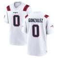 Rebec NE.Patriots #0 Christian Gonzalez Player White Home Game Stitched Jerseys