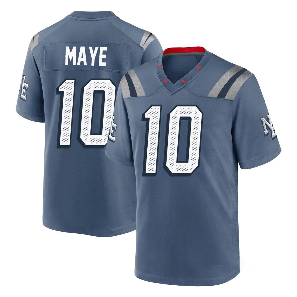 Rebec NE.Patriots #10 Drake Maye Player Blue Rivalries Collection Home Game Stitched Jerseys
