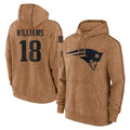 Rebec NE.Patriots #18 Kyle Williams Player Brown Salute to Service Pullover Hoodies Limited Game Stitched Jerseys