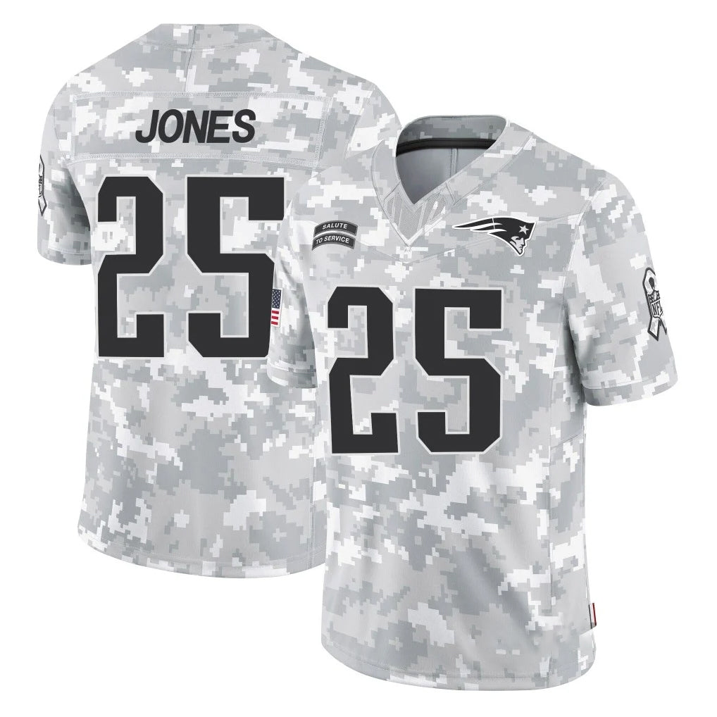Rebec NE.Patriots #25 Marcus Jones Player Arctic Camo Salute To Service Limited Game Stitched Jerseys