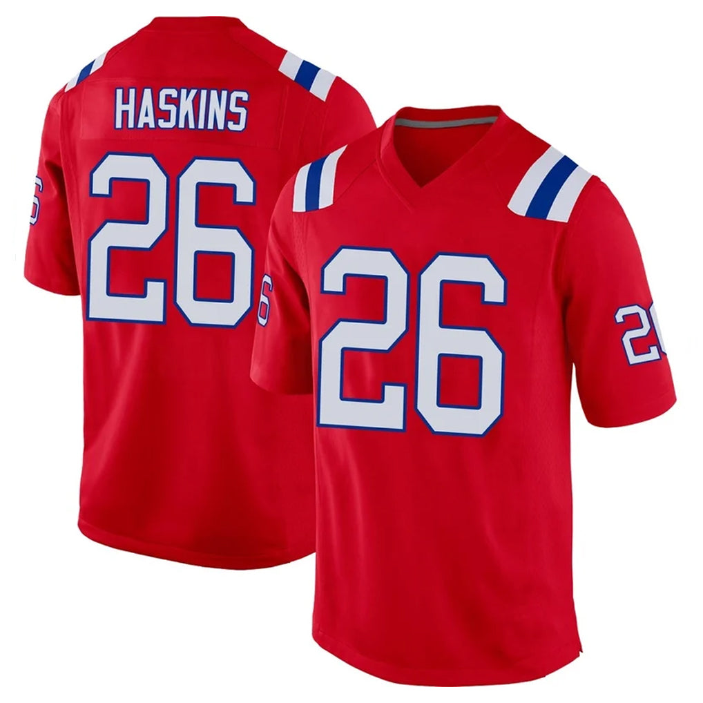 Rebec NE.Patriots #26 Hassan Haskins Player Red Home Game Stitched Jerseys