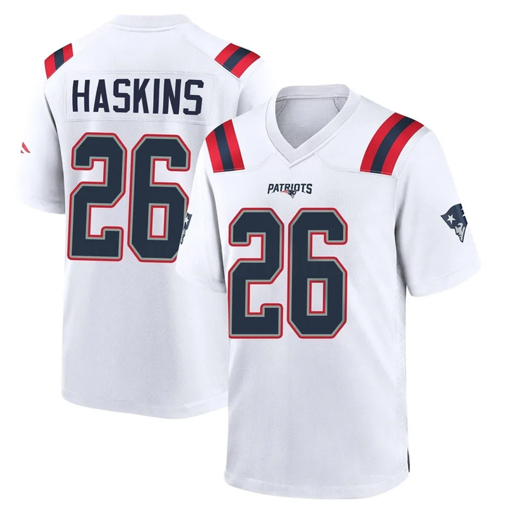 Rebec NE.Patriots #26 Hassan Haskins Player White Home Game Stitched Jerseys