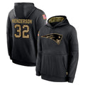 Rebec NE.Patriots #32 TreVeyon Henderson Player Black Salute to Service Hoodies Limited Game Stitched Jerseys
