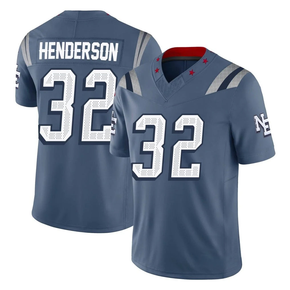 Rebec NE.Patriots #32 TreVeyon Henderson Player Blue Limited Rivalries Collection Home Game Stitched Jerseys