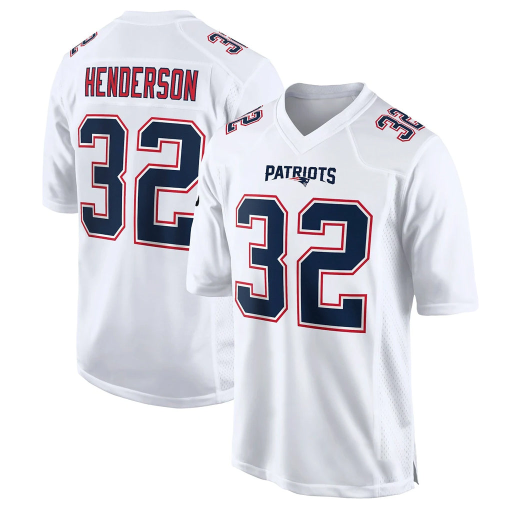 Rebec NE.Patriots #32 TreVeyon Henderson Player White Fashion Limited Home Game Stitched Jerseys