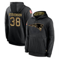 Rebec NE.Patriots #38 Rhamondre Stevenson Player Black Salute to Service Hoodies Limited Game Stitched Jerseys