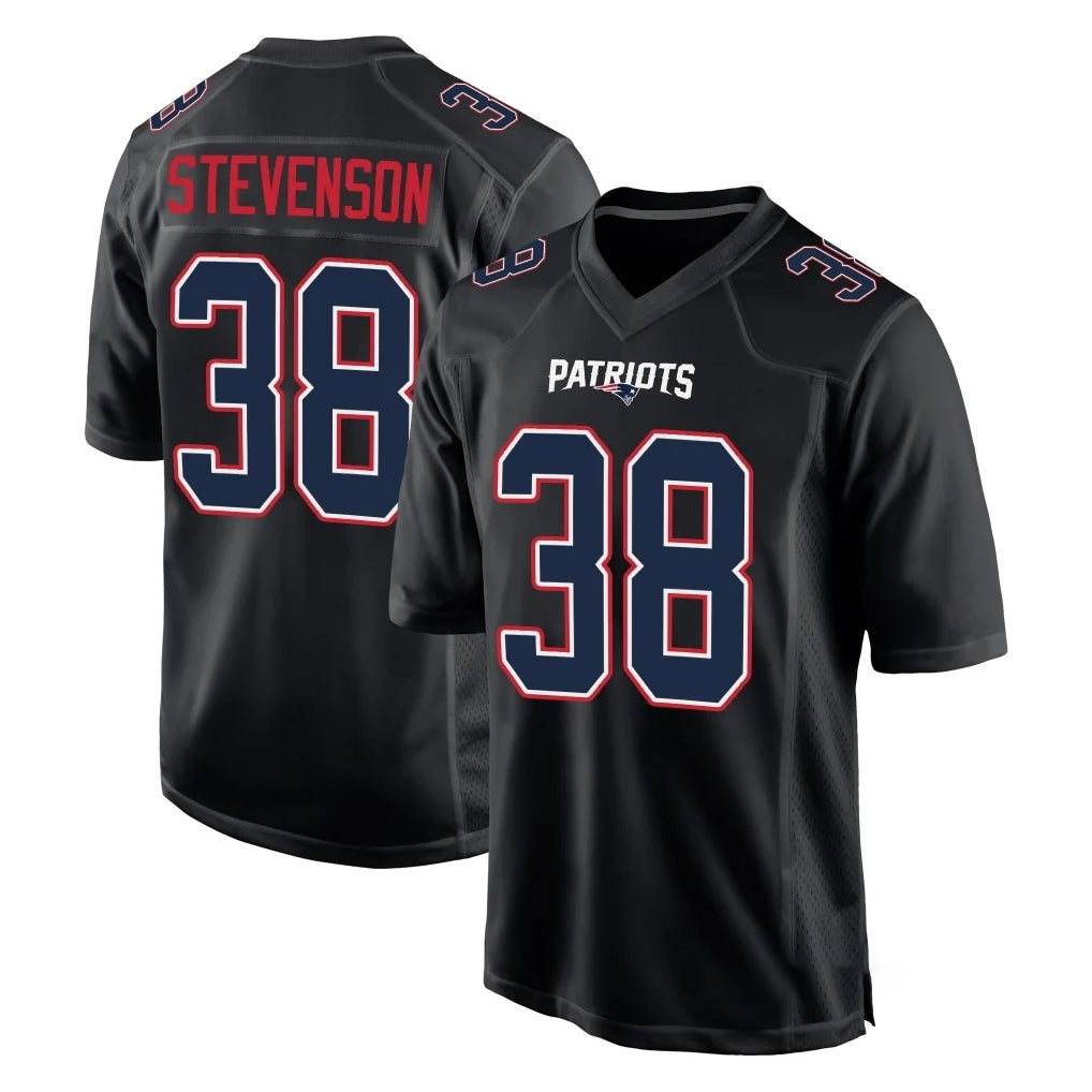 Rebec NE.Patriots #38 Rhamondre Stevenson Player Carbon Fashion Limited Home Game Stitched Jerseys