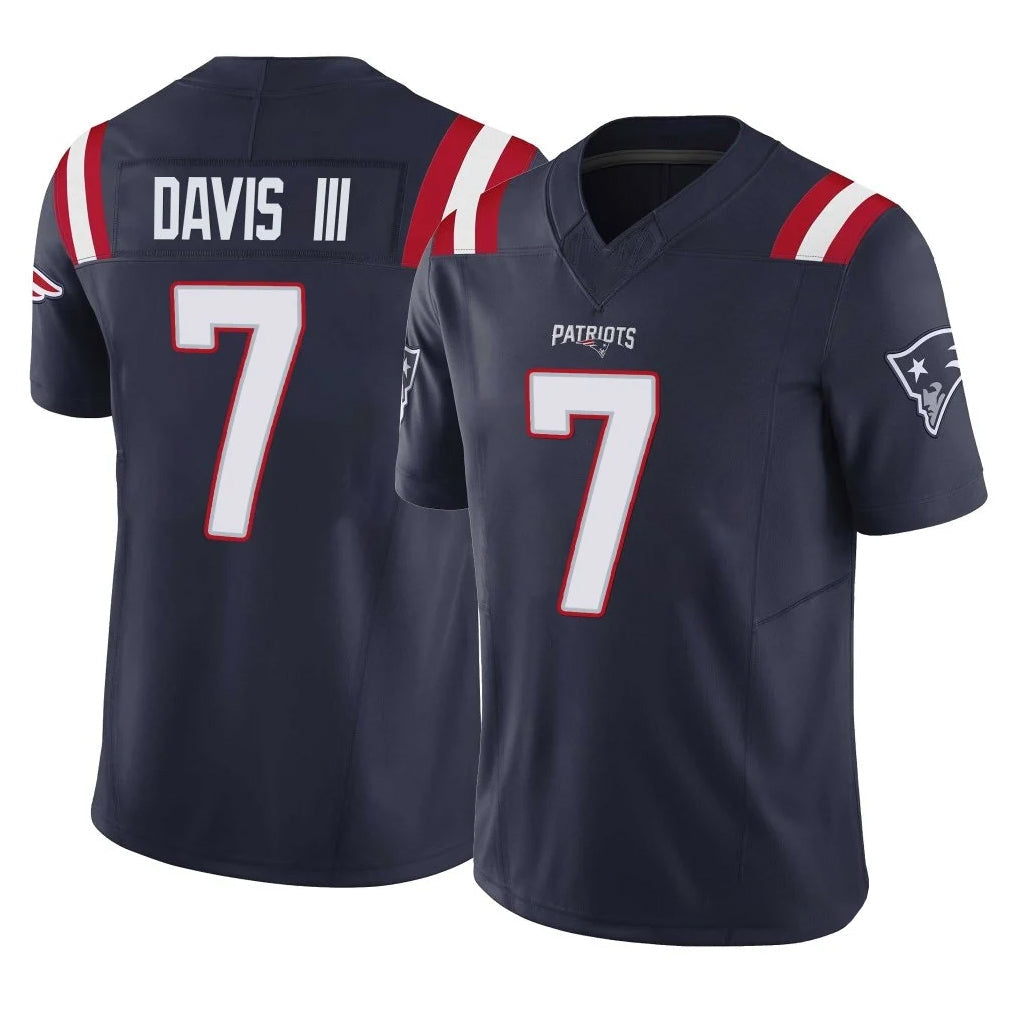 Rebec NE.Patriots #7 Carlton Davis III Player Navy Limited Vapor F.U.S.E. Home Game Stitched Jerseys