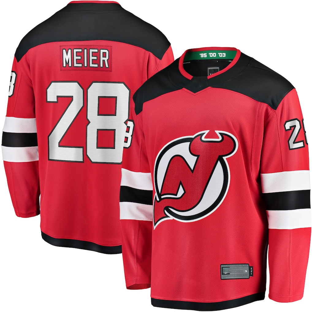 Rebec NJ.Devils #28 Timo Meier Red Home Breakaway Jerseys