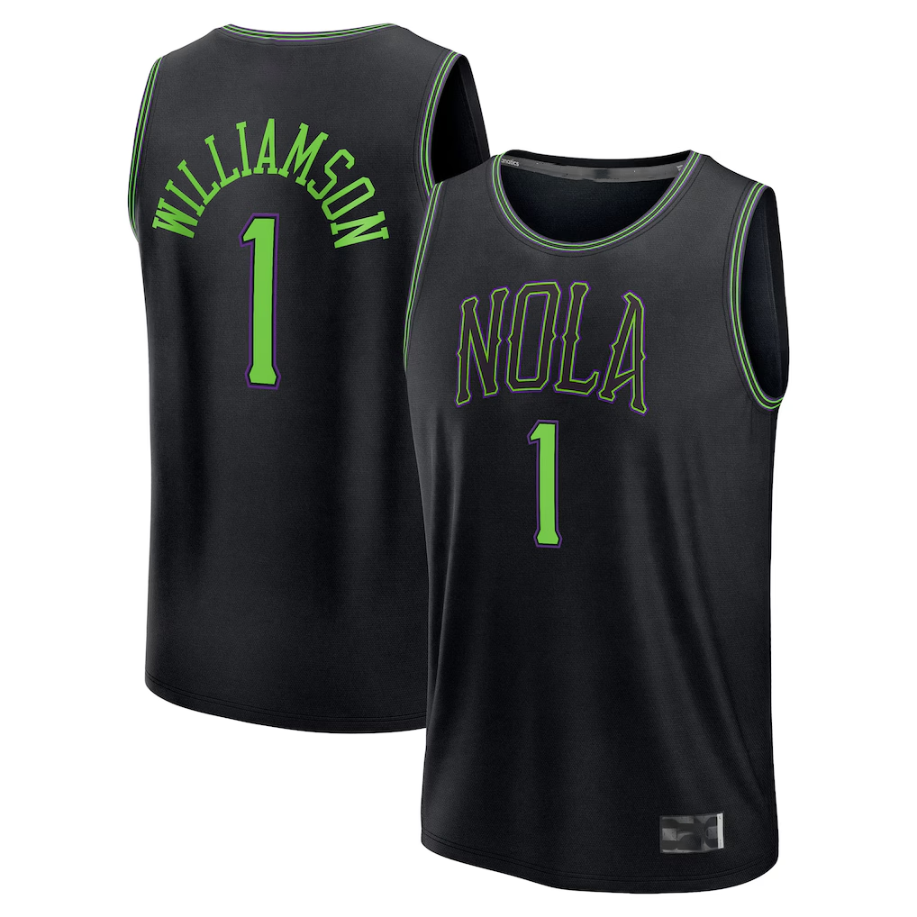 Rebec NO.Pelicans #1 Zion Williamson Black 202526 City Edition Fast Break Stitched Jerseys