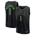 Rebec NO.Pelicans #1 Zion Williamson Black 202526 City Edition Fast Break Stitched Jerseys