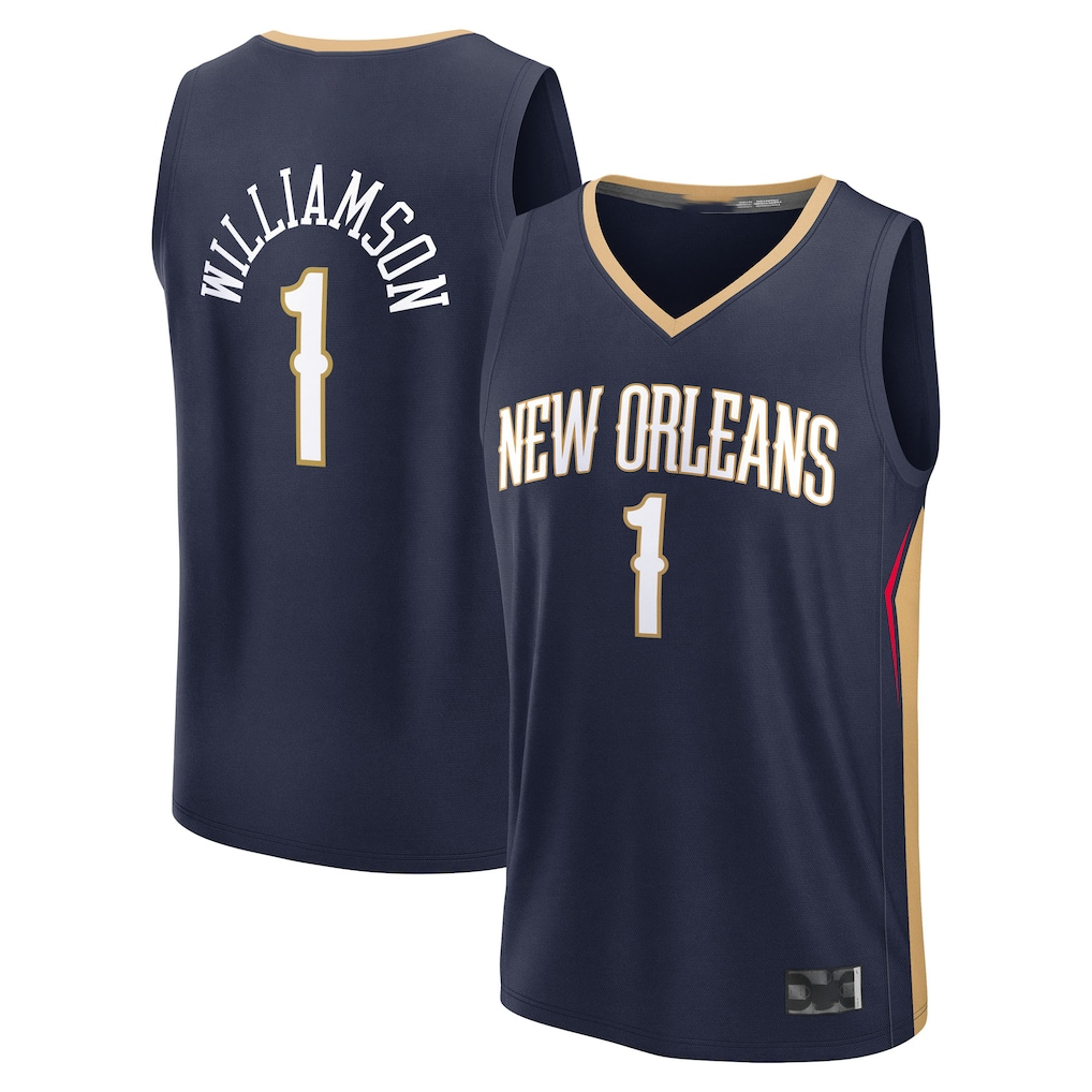 Rebec NO.Pelicans #1 Zion Williamson Navy Fast Break Replica Player Stitched Jerseys- Icon Edition