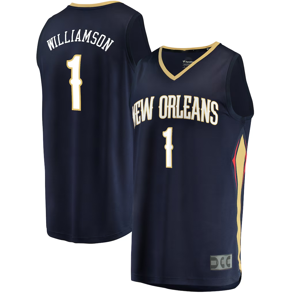 Rebec NO.Pelicans #1 Zion Williamson Navy Fast Break Replica Stitched Jerseys- Icon Edition